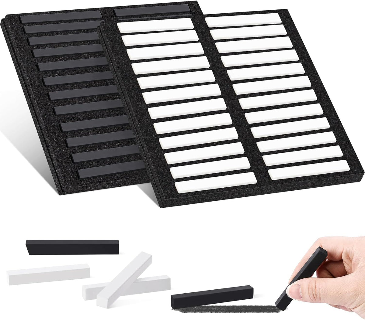 48 Pcs Soft Chalk Pastels Set Soft Pastel for Artists Square Sketch Chalk Non-toxic Artist Pastel Sticks for Professional Artists Students and Art Lovers(Black, White)