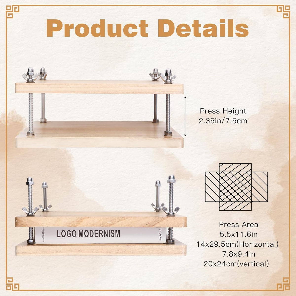 Book Press, Wooden Book Press Bookbinding, Portable Binding Press for Bookbinding, Binding Supplies for DIY Bookbinding Easy Assemble
