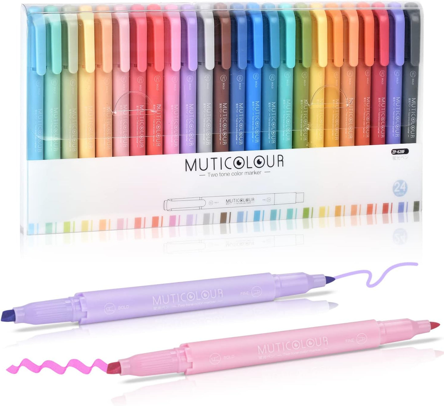 YOOUSOO Pastel Highlighters, 24 Pack, Dual Tip, Assorted Colors, Fast Dry, Highlighter Pastel, Set, Bible Journaling Highlighter, Marker, Colored School Supplies
