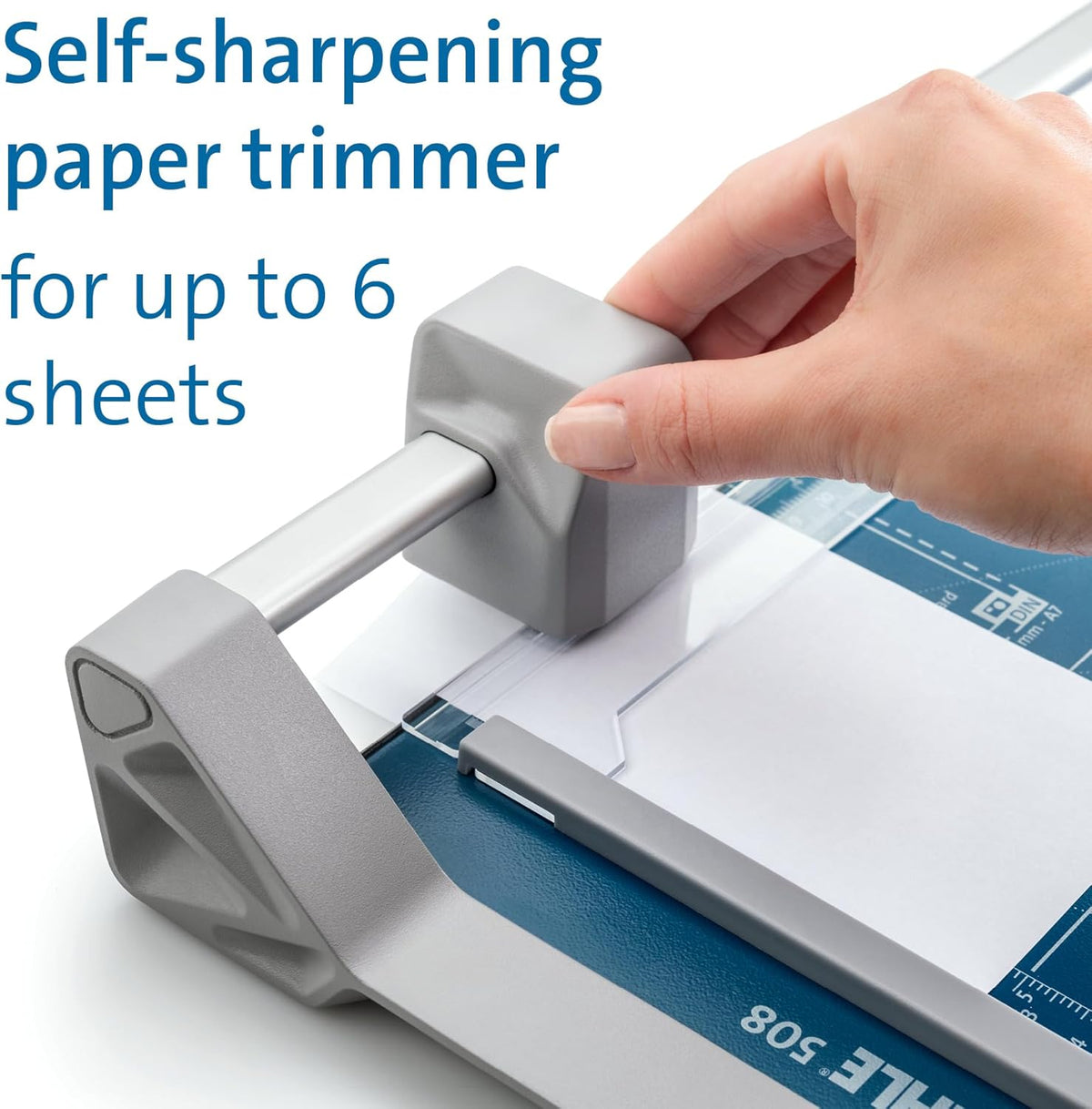 Dahle 508 Personal Rotary Trimmer, 18" Cut Length, 5 Sheet Capacity, Self-Sharpening, Automatic Clamp, German Engineered Paper Cutter