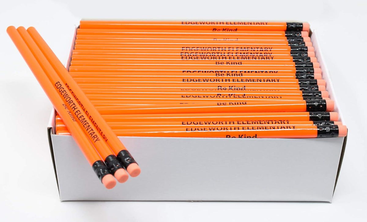 Pencil Guy Promotional Personalized Imprinted Neon Round Pencils 144 to a box