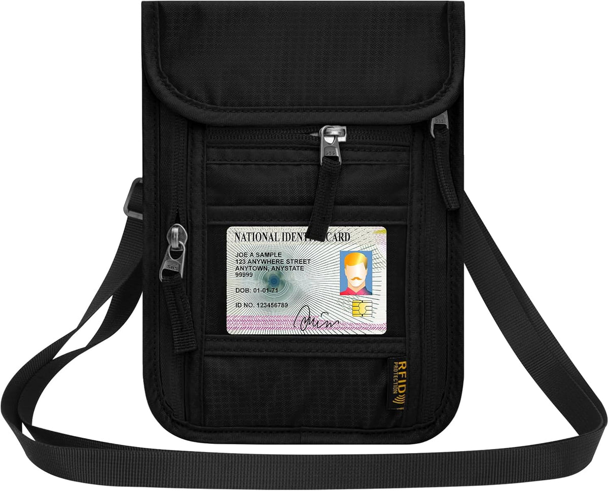 Neck Wallet for Travel,Passport Holder Neck Pouch for Men Women with Adjustable Neck Strap and RFID Blocking