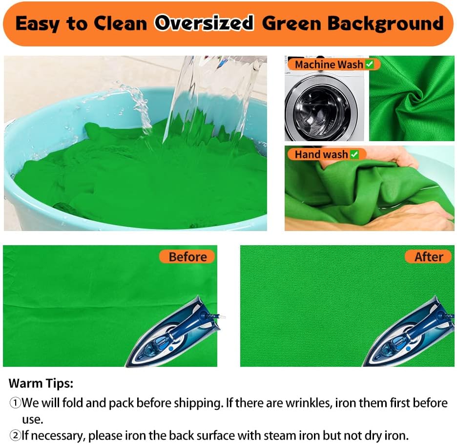 Green Screen Backdrop 10 x 20 ft, Photography Greenscreen Background for Streaming, 3 x 6M Photo Studio 100% Pure Polyester Collapsible Green Backdrop Background for Video Recording