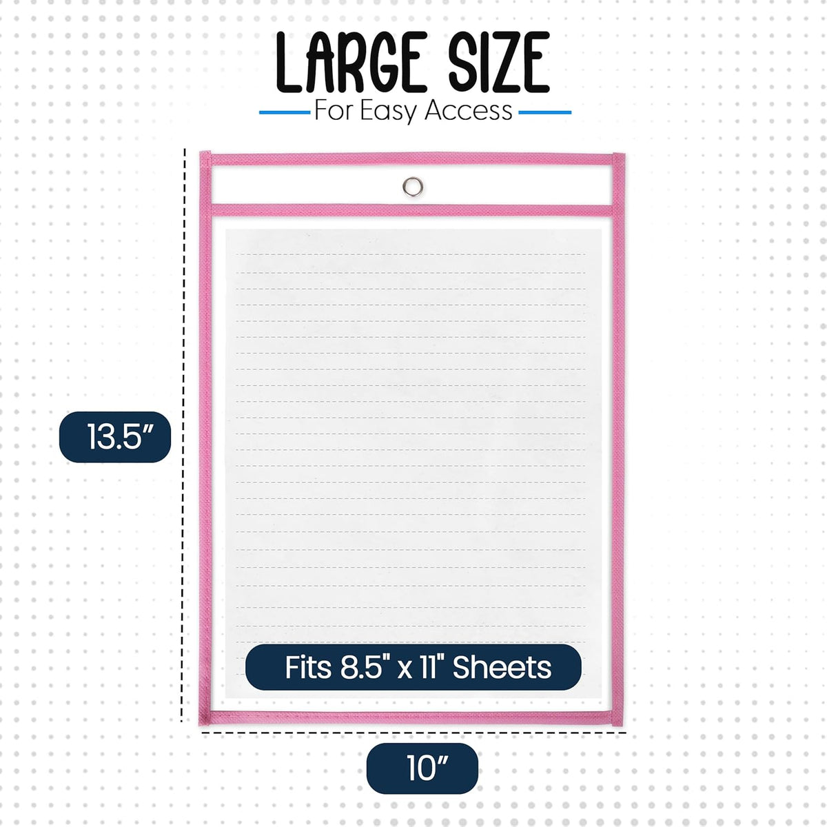Essex Wares - 6 Pack, Pastel, Dry Erase Pocket Document Protectors, 10" Wide x 13.5" Tall - Dry Erase Clear Plastic Sleeves - Reusable & Easy Erase Plastic Invoice Holders, Water-Resistant & Durable
