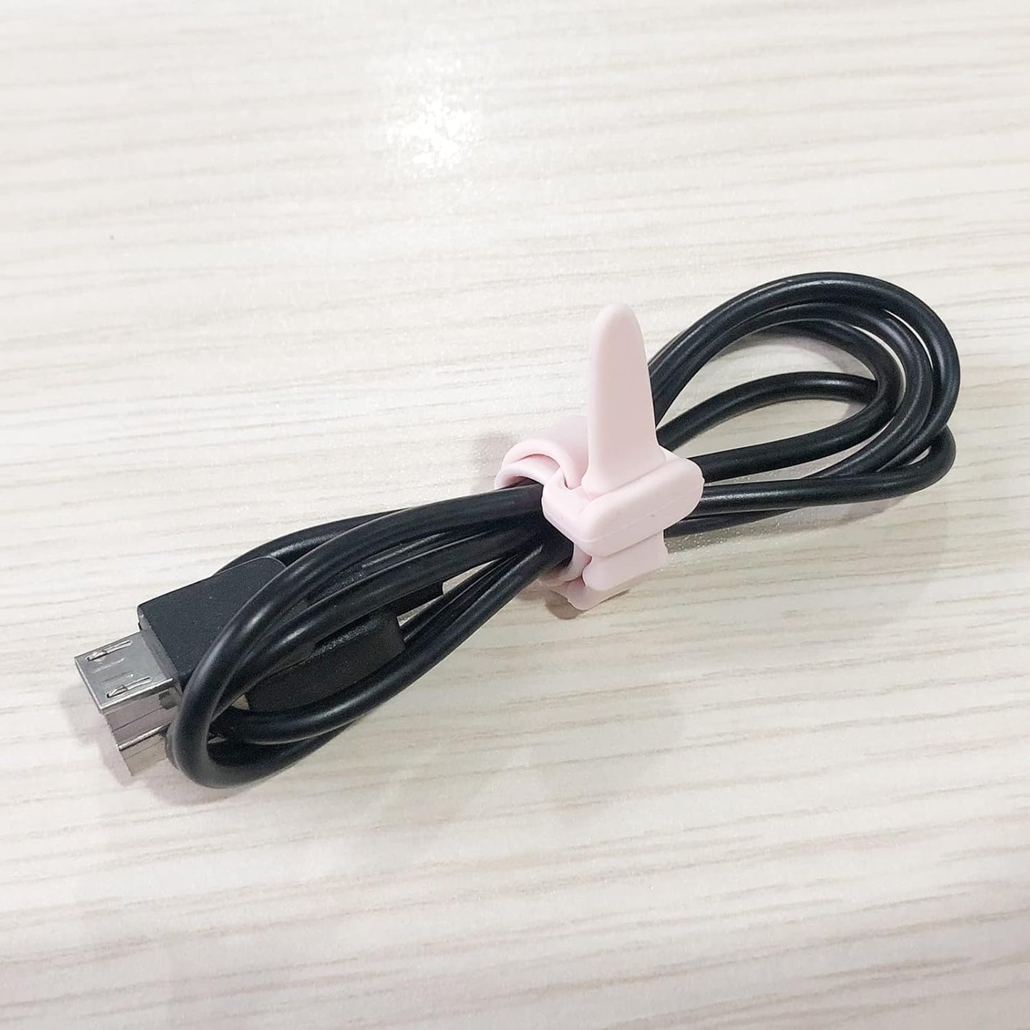 Reusable Silicone Zip Ties Cord Organizer: Silicone Cable Ties Straps for Cable Management - 20PCs 4.5” Pink Elastic Wire Cord Organizer for Home Office and Travel