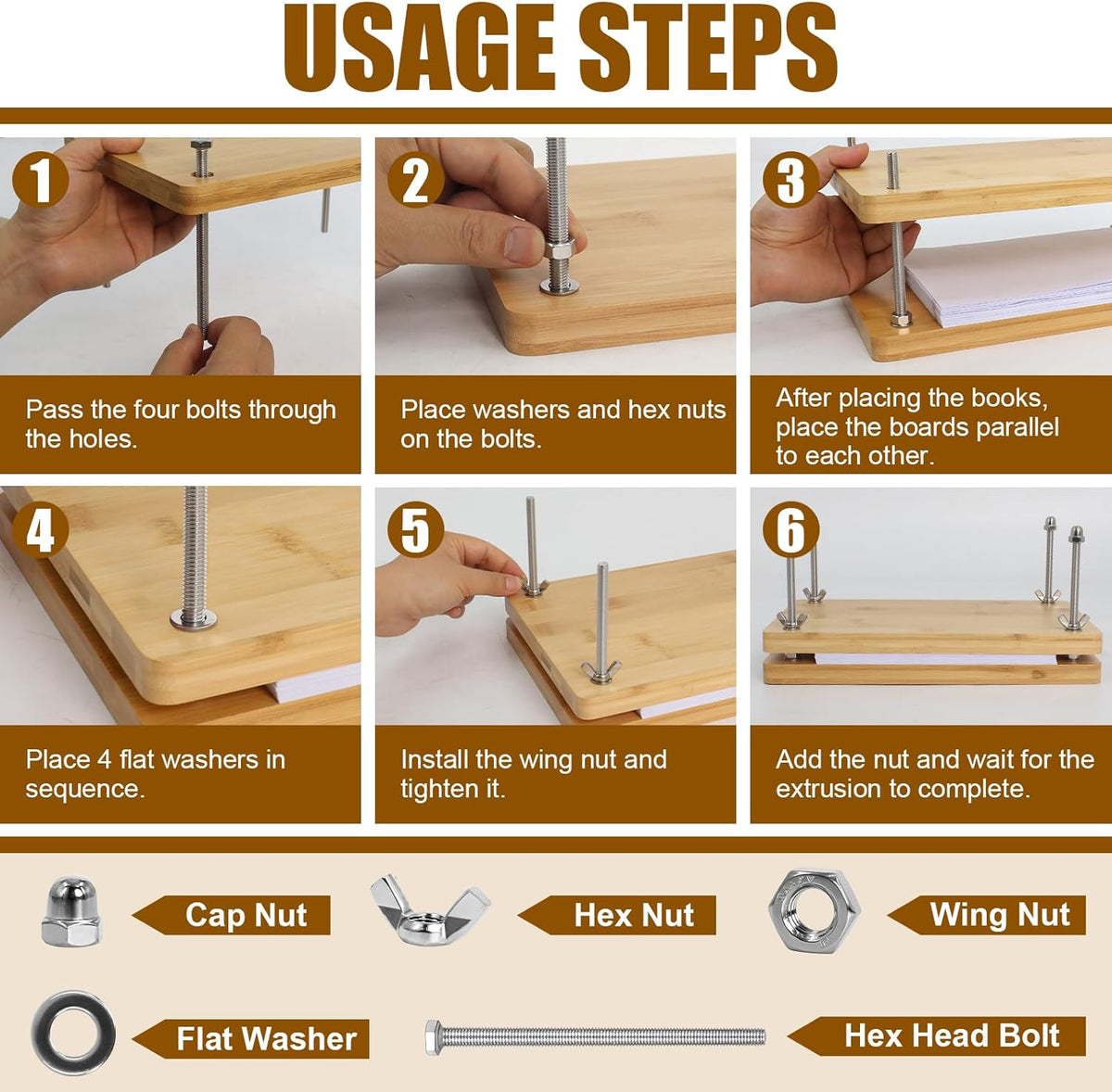 Book Binding Kits for Beginners, 7.9”x11.6” Inch Wooden Book Press, Bookbinding Kit Bookbinding Tools with Bone Folder, Awl, brush, Cloth, Needles for DIY Bookbinding, BookRepair, Handmade Crafts