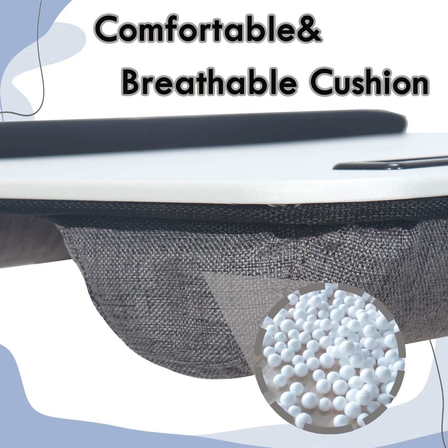 Portable Laptop Desk Fits Up to 16“ Laptops, with Tablet Slot, Built-in Cushion, Great for Home & Office,Lap Desk for Laptop,Lap Desk with Cushion (White Marble with Wrist Rest, Medium)