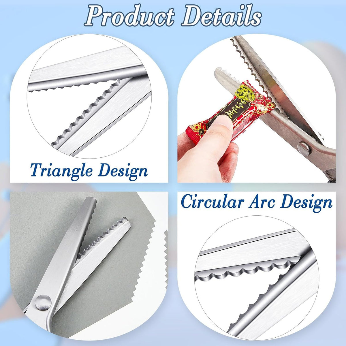 Amylove 2 Pcs Pinking Shears Scissors for Fabric Cutting 7 mm 5 mm Scalloped Serrated Scissors Zig Zag Cut Sewing 9.2" Professional Handheld Jagged Dressmaking Supply for Leather Clothing Paper Craft