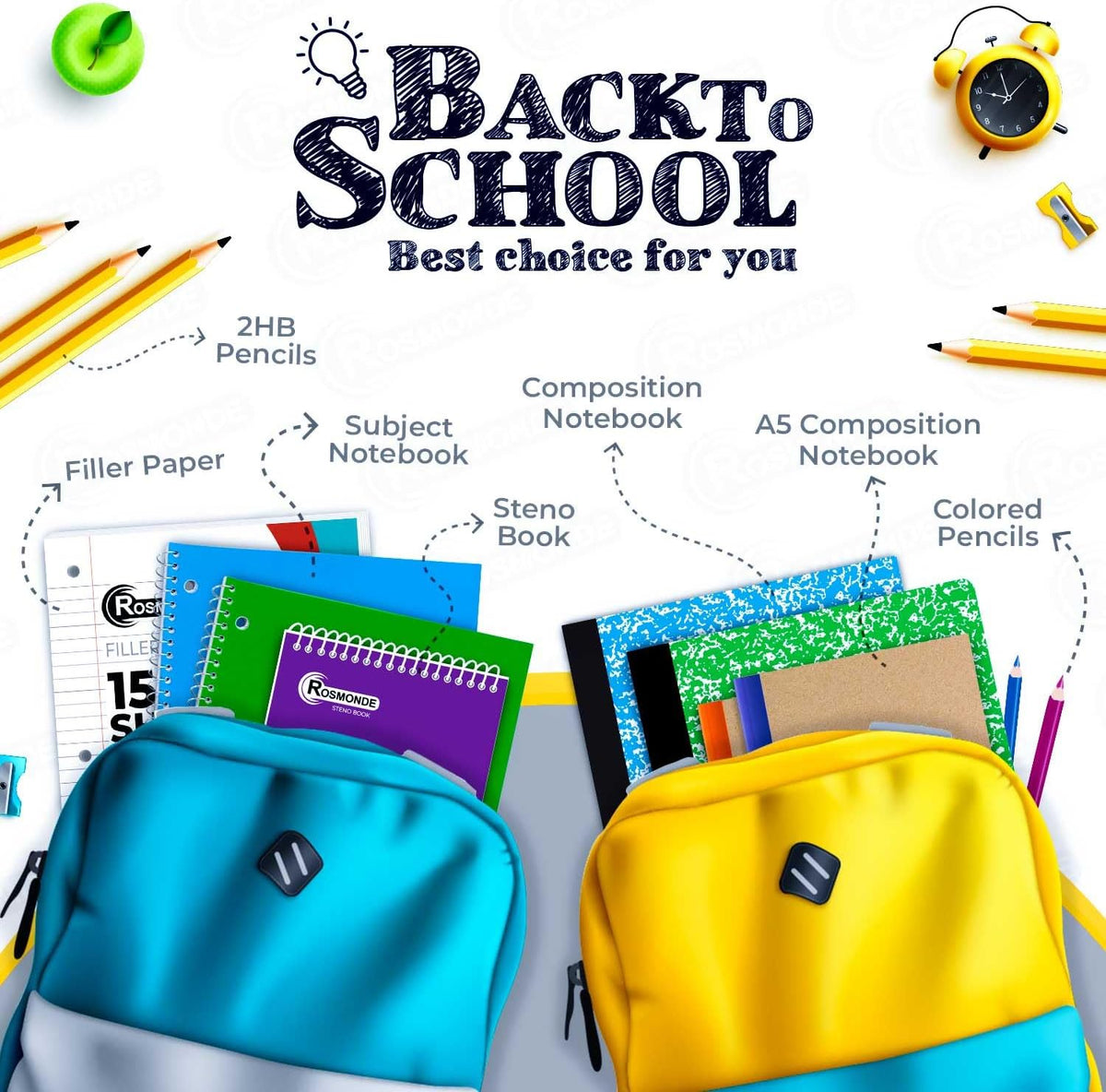 5 Subject Notebook College Ruled, 6 Value Pack, 300 Pages (150 Sheets), 8 x 10-1/2", 5 Subject College Ruled Spiral Notebooks for School & Office, Thick Paper Fights Ink Bleed, 3 Hole Punched