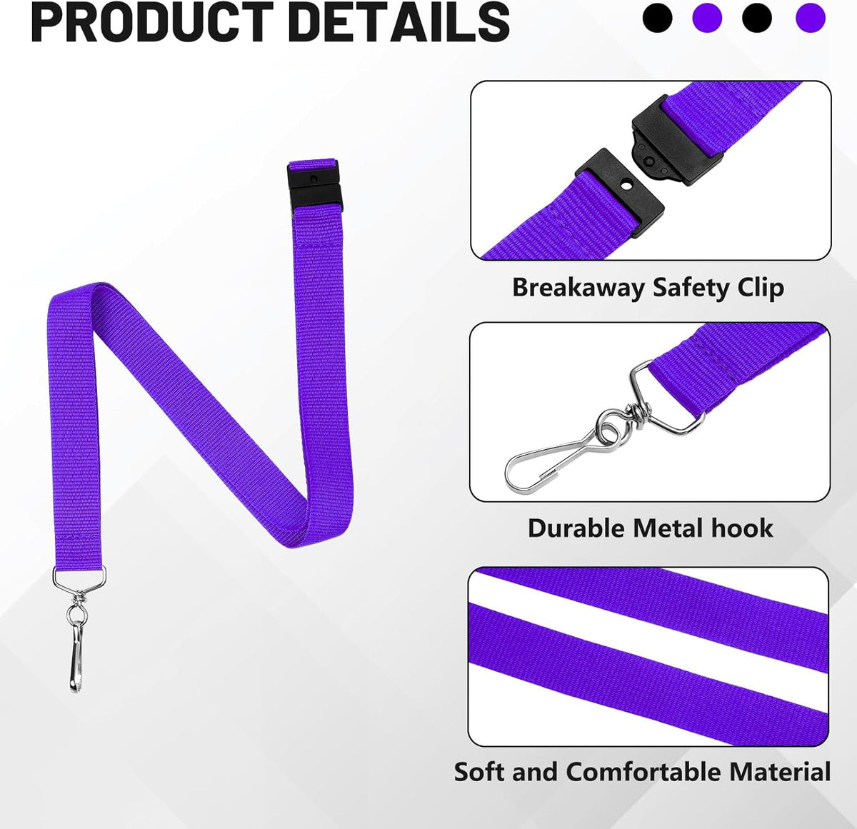 12-Pack Breakaway Lanyards for Badge Holders, Polyester Neck Straps for ID Cards, Keys, Office, School & Events