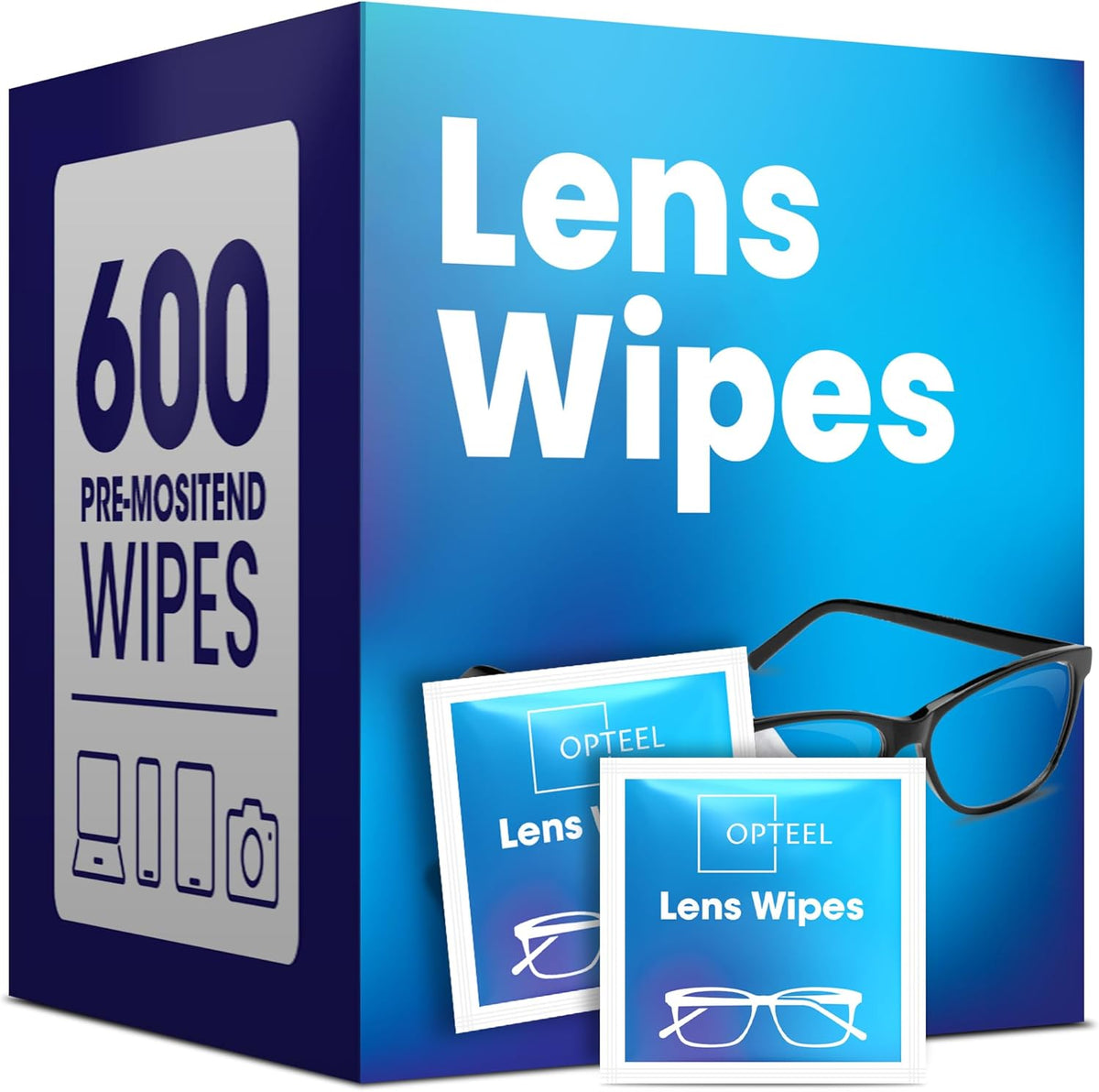Lens Wipes for Eyeglasses - Pre-moistened Eyeglass Lens Cleaning Wipes - 600 Lens Wipes Individually Wrapped Sracth-Free Streak-Free Eye Glasses Wipes Lens Cleaner for Sunglass & Camera Lens