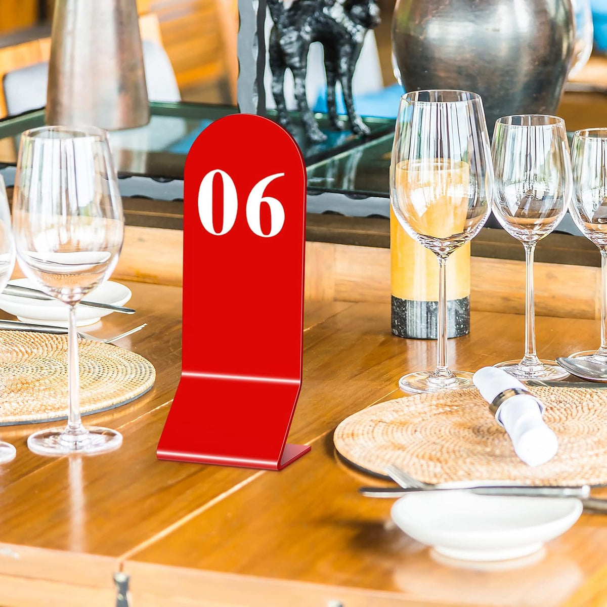 Remerry 50 Pcs Table Numbers 1-50 Acrylic Double Sided Number Cards Acrylic Tent Table Holders Tent Cards Wedding for Restaurant, 2.36 x 6.3 Inch (Red)
