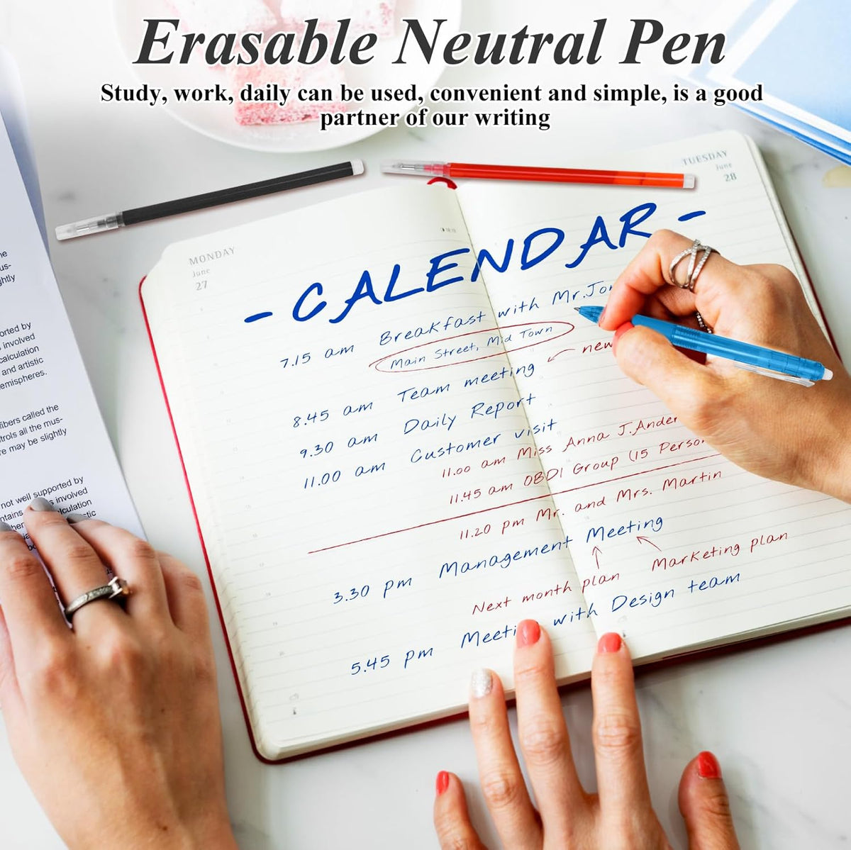 0.7 mm Erasable Gel Ink Pen Refills Compatible with Frixion Friction, Smooth Writing Multicolor Retractable Fine Point Pen Refill for School Office Home Art (Blue &Black &Red, 24)