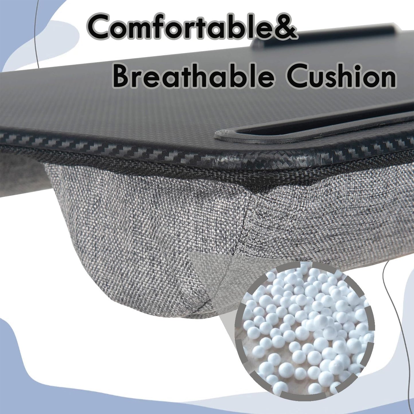 Portable Laptop Desk Fits Up to 16“ Laptops, with Tablet Slot, Built-in Cushion, Great for Home & Office,Lap Desk for Laptop,Lap Desk with Cushion (Black, Large)