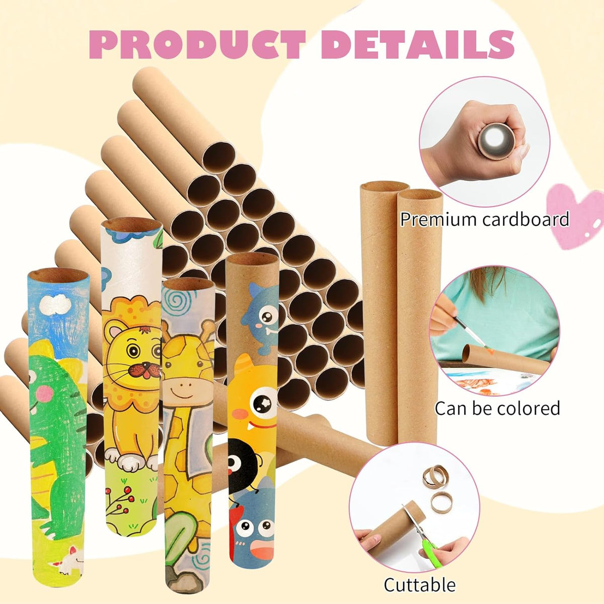 80 Pcs Cardboard Tubes 2 Size Cowhide Paper Towel Rolls Cardboard DIY Empty Toilet Paper Tubes Bulk for Craft Classroom Projects ( 1.4 x 10 Inch, 1.6 x 10 Inch)