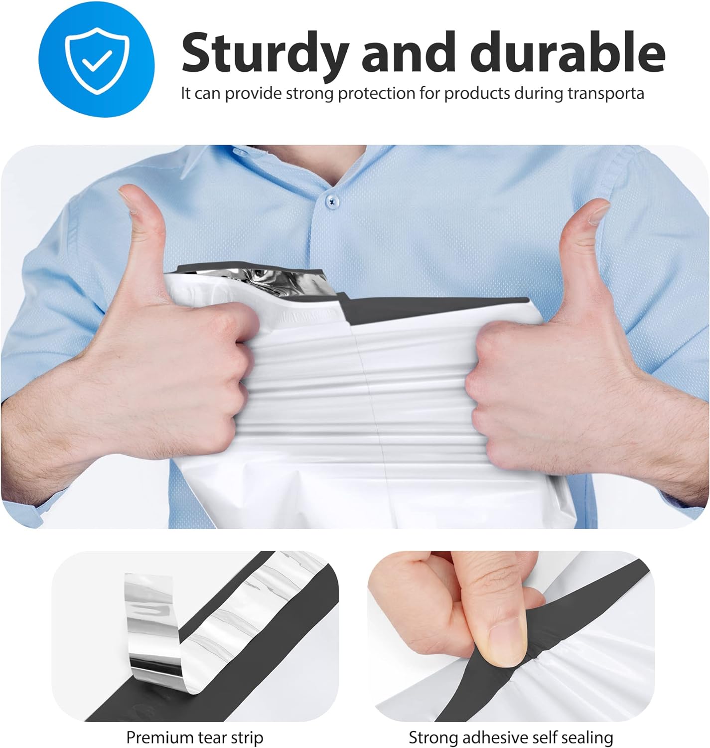 Fuxury 500 Pack Poly Mailers 10x13 Inch,Shipping Bags Bulk for Clothes,Self Seal Mailing Bags, Strong Adhesive Shipping Envelopes for Small Business,White