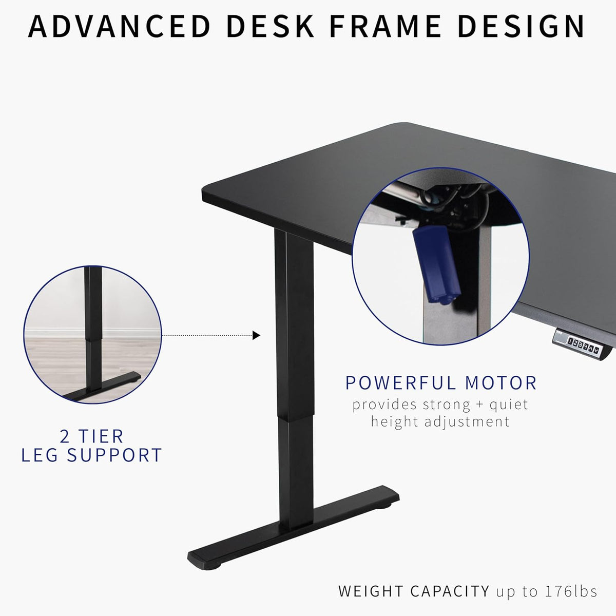 VIVO Electric 60 x 24 in Real Bamboo Standing Desk, Memory Height Adjustment, 1B Series, One-Piece Top, White Frame, DESK-KIT-1W6O
