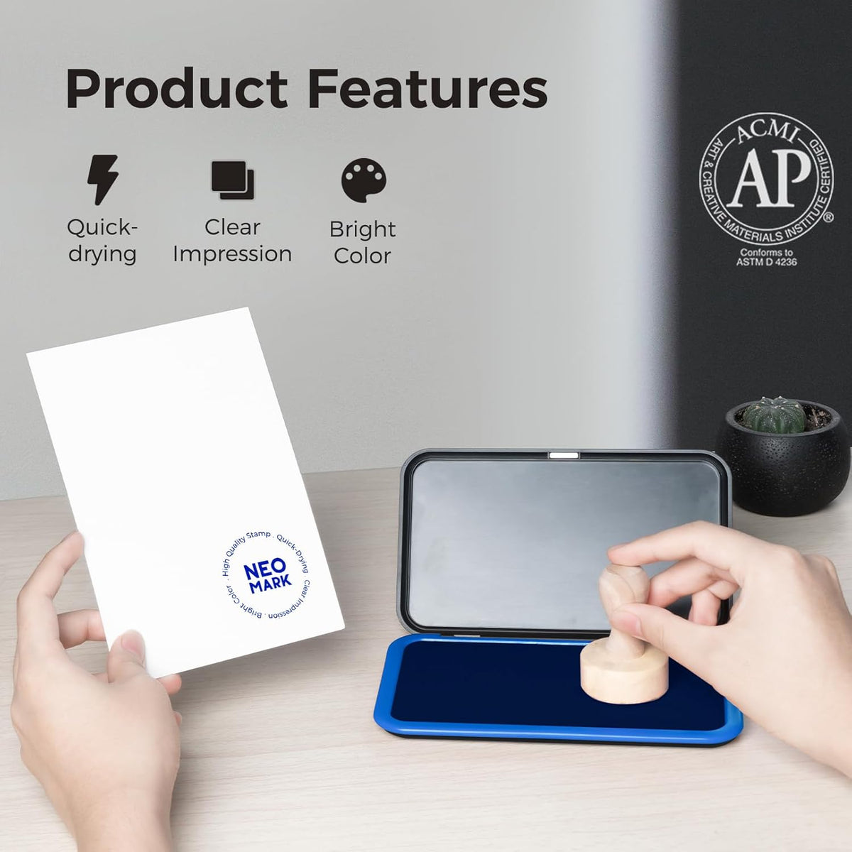 Premium Stamp Ink, Quick-Drying and AP-Certified Non-Toxic Refill Ink for Self-Inking Stamps, Date Stamps and Stamp Pads(Blue, 1oz)