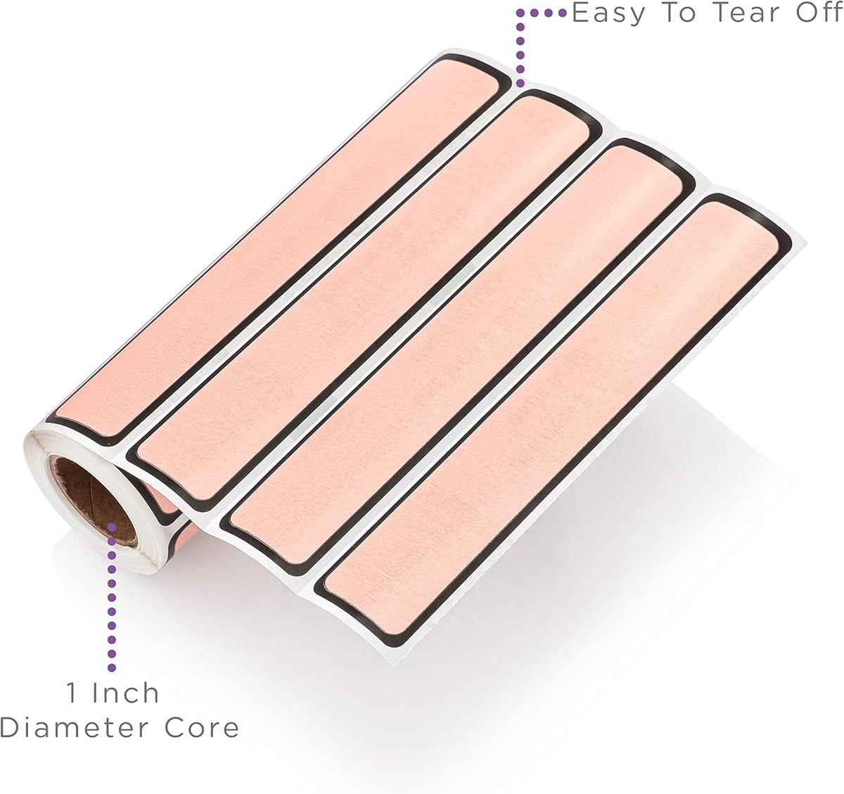 Carstens Adhesive Sticker Labels, 5 3/8” x 1”, Binder Labels for 1” Ring Binder Spines, Pink, Roll of 200