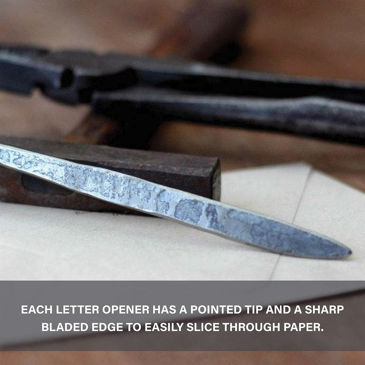 Letter Opener Cast Iron Knife | Luxury, Rustic & Antique Style Desk Accessory for Cutting Open Paper Envelopes & Packages | Made in USA | by WICKS FORGE