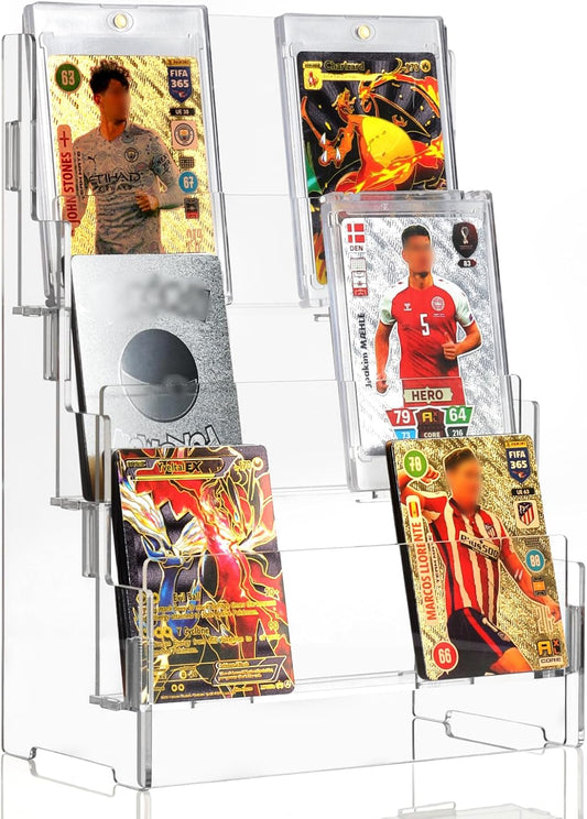 3 Tier Acrylic Trading Card Display Stand Graded Card Display Baseball Card Display Case Sports Card Display Case Magnetic Card Holder Stand Stadium Displays for Trade Shows Vendors Retail (No Cards)
