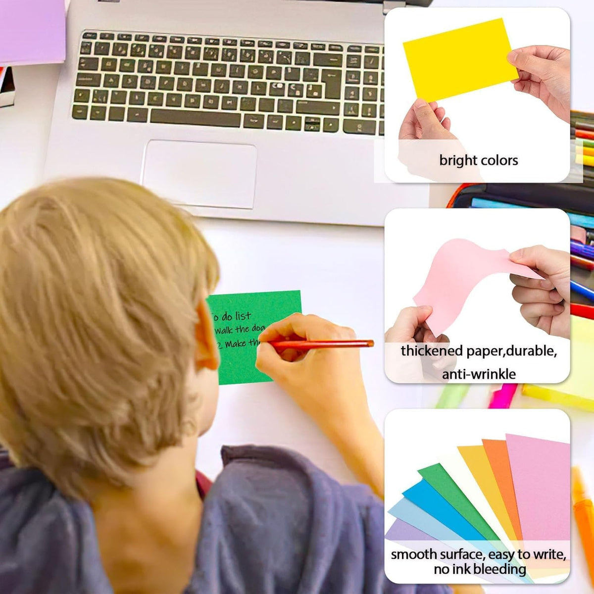 300PCS Colored Index Cards, 3x5 Inch Flash Cards Study Heavy Notecards for Studying School Office Learning Memo Scratch Pad, 8 Colors Notecards