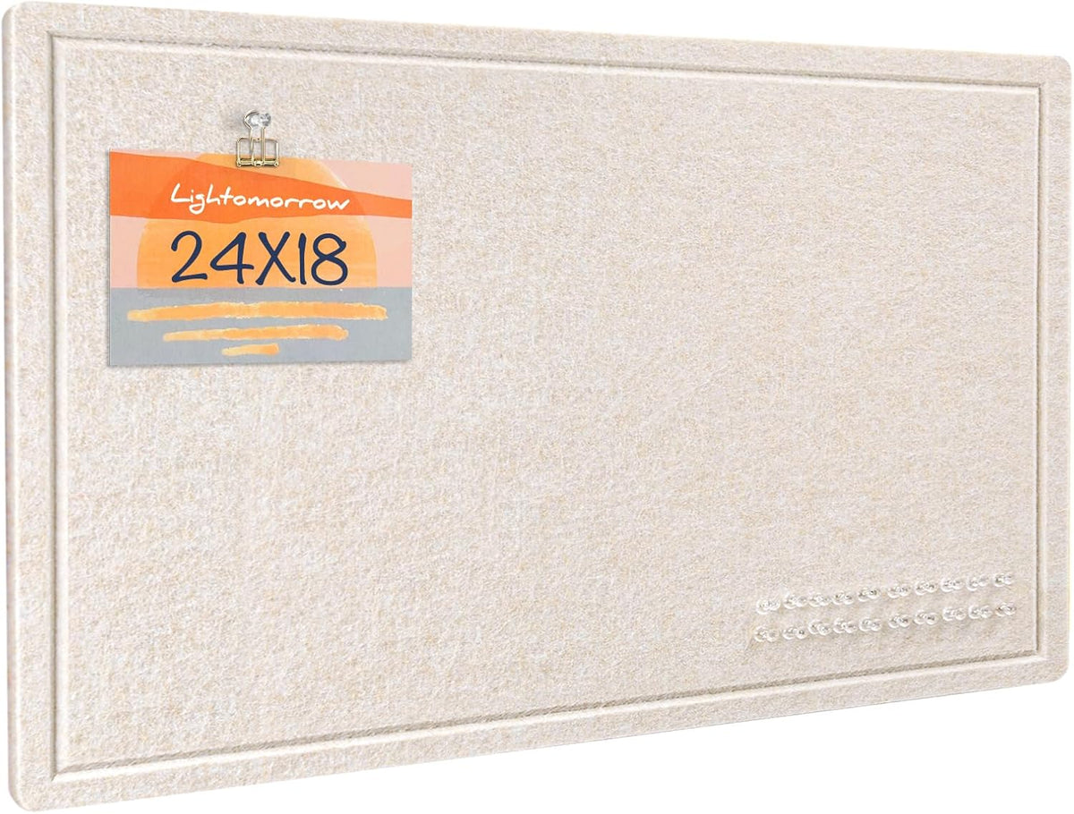 Bulletin Board, 24 x 18 inches Decorative Felt Pin Board, Cork Board Alternative for Wall, Foldable Photo Board with 20 Pushpins - Oatmeal
