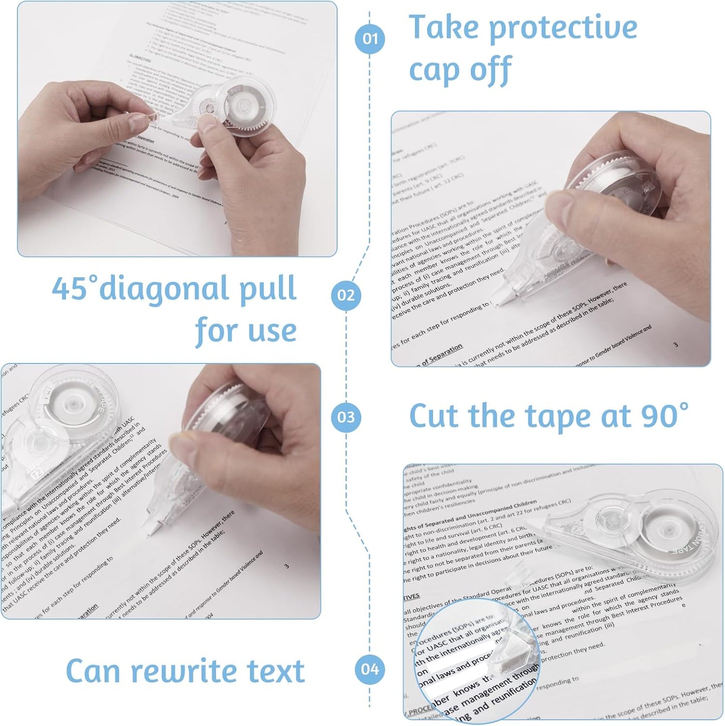 12 Pcs Correction Tape, 39.4 Ft White Wrong Out Tear-Resistant Bulk, Instant Corrections Easy To Use Applicator for School, Office, Note Taking, Journal (Tape Width 0.2 in, Clear)