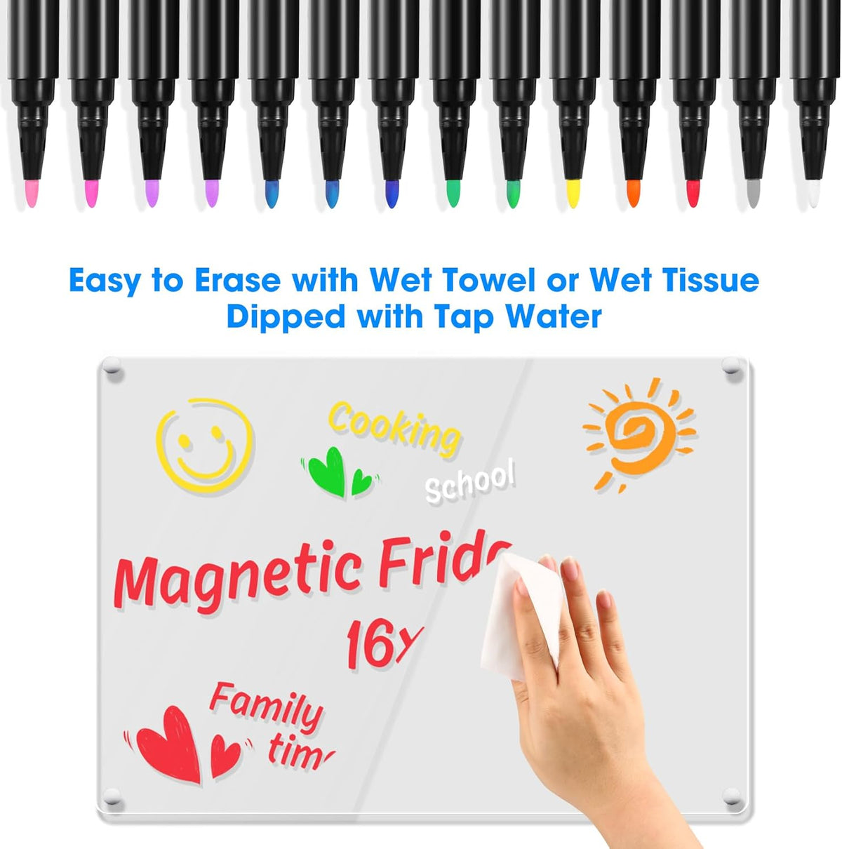 Liquid Chalk Markers for Acrylic Calendar Planning Board Clear Glass Dry Erase Board Whiteboard Window Mirror Christmas Halloween Painting LED Note Board, 14 Pack, 12 Vibrant Colors, 1mm Fine Points