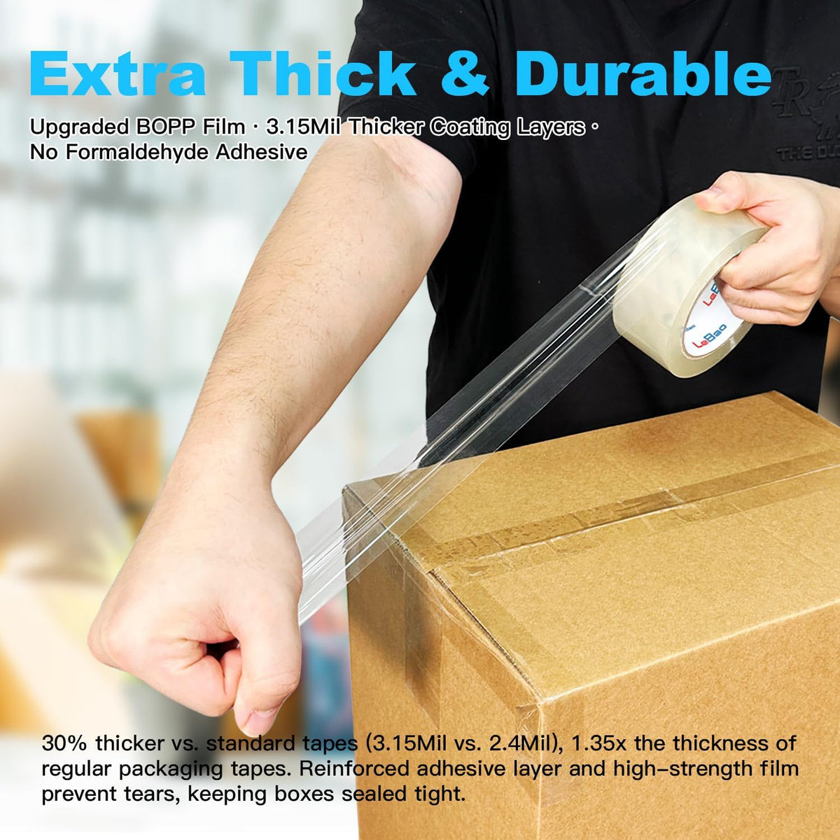 Heavy Duty Packing Tape for Moving Boxes - 1.88" x 360Yds (6 Rolls) Clear Moving Tape for Boxes, Secure Sealing for Cardboard, Bubble Wrap, Shipping Supplies (1, Metal Dispenser)