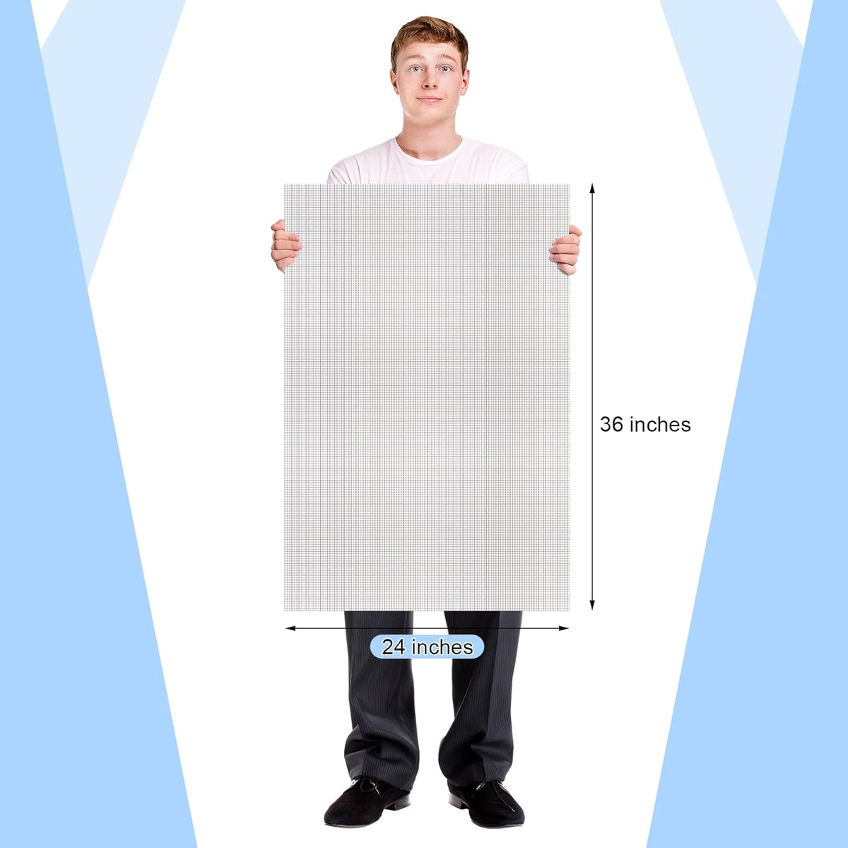 25 Sheet Graph Paper Pad 24" x 36" Large Graph 1" and 1/5" Ruled Grid Paper for Engineer Architect Designer Mathematician Draftsmen Sketch House Commercial Building Drafting (Bright White)