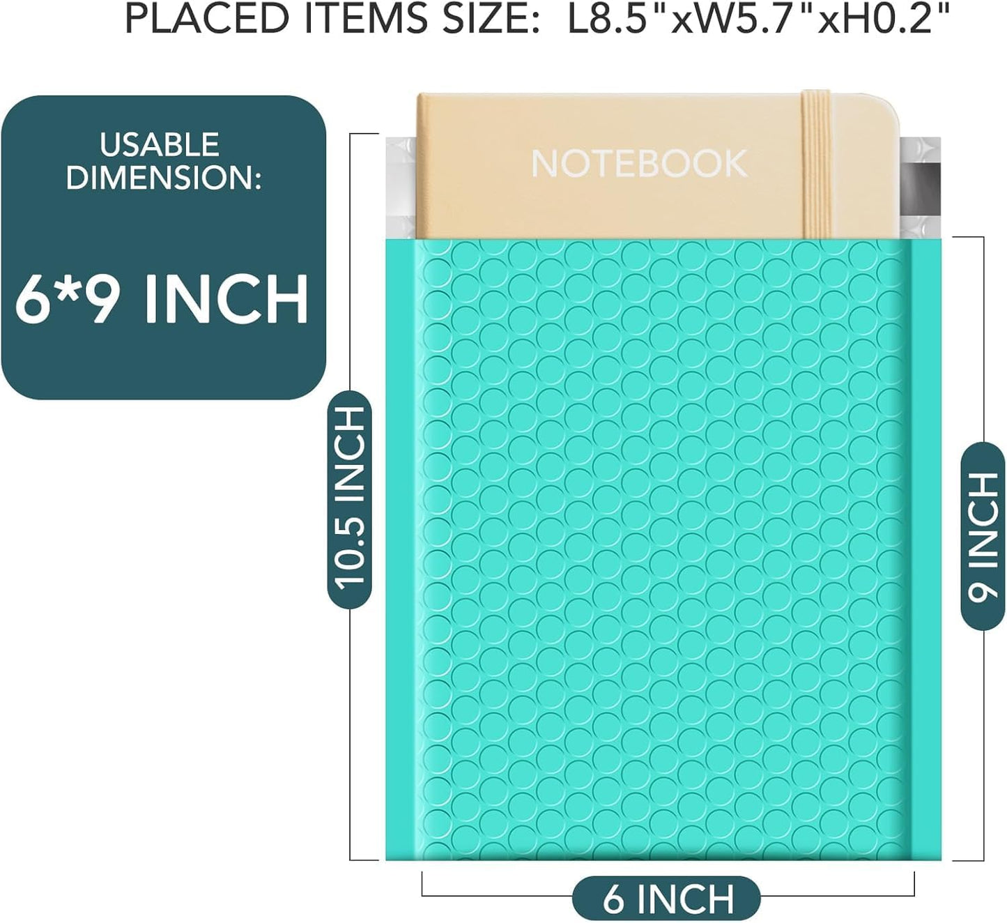Metronic 9600 Pack Bubble Mailer 6x10 Inch Teal,Usable Size 6x9" Waterproof Padded Envelopes,Self-Seal Modern Bubble Mailers Cushioning for Shipping,Jewelry Makeup Supplies, Packaging Bulk