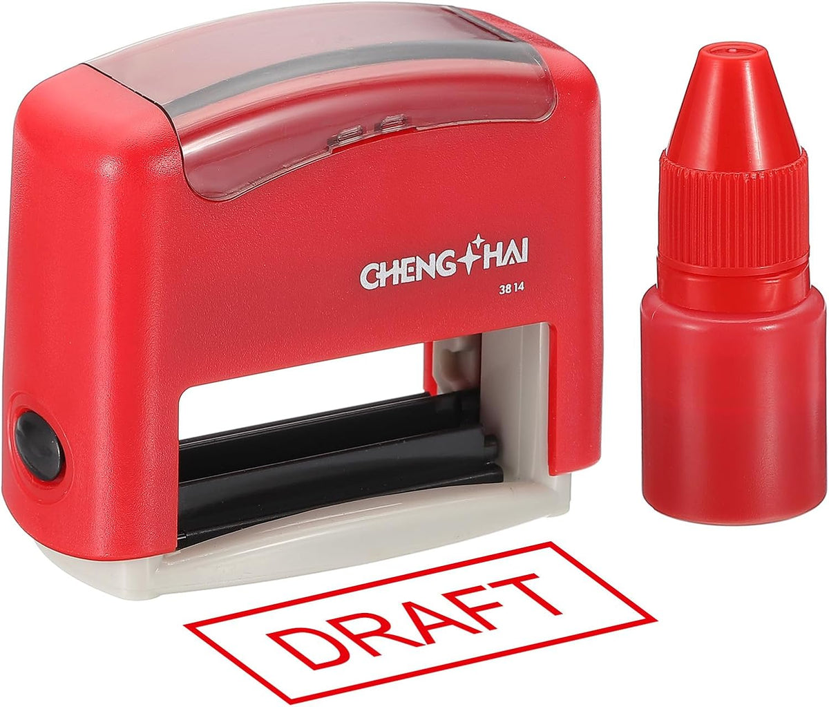 YOKIVE Draft Self Inking Rubber Stamp, Office Ink Business Stamp for Office Documents, Paperwork, Warehouse, Label (Red)