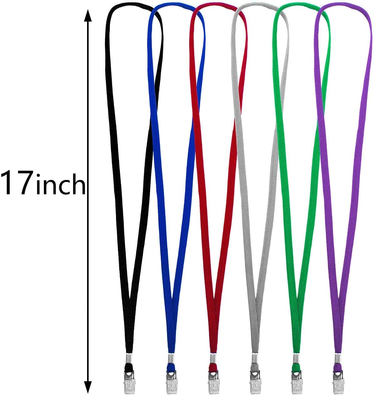Beebel Lanyard 100 Pack Black Badge Lanyards Flat Lanyards Round 32" with Badge Clip