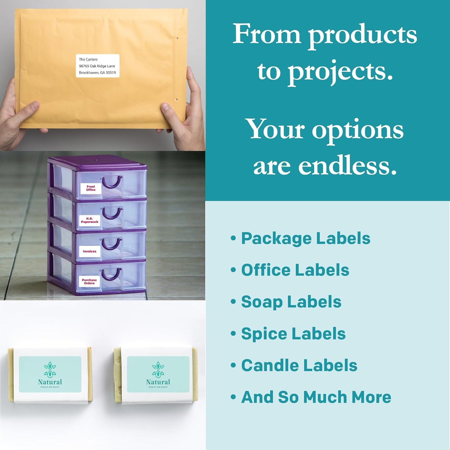 Premium Label Supply White Sticker Mailing Labels – 3.75" x 2" – Laser/Inkjet Compatible – (8 per Sheet), 1000 Sheets – 8,000 Total Adhesive Labels