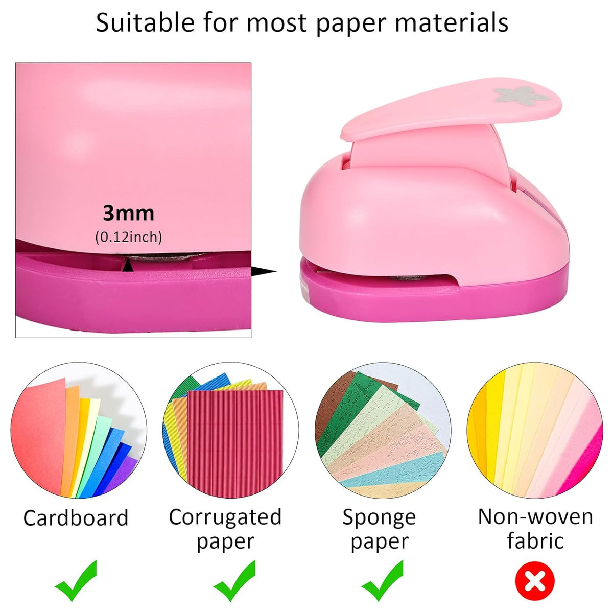 Craft Punches 8 Pack with 4 Sticker Paper, 0.6inch Hole Punch Shapes Medium Paper Punch Shapes, Craft Hole Punch for DIY Scrapbooking Nail Art Craft Punchers Supplies