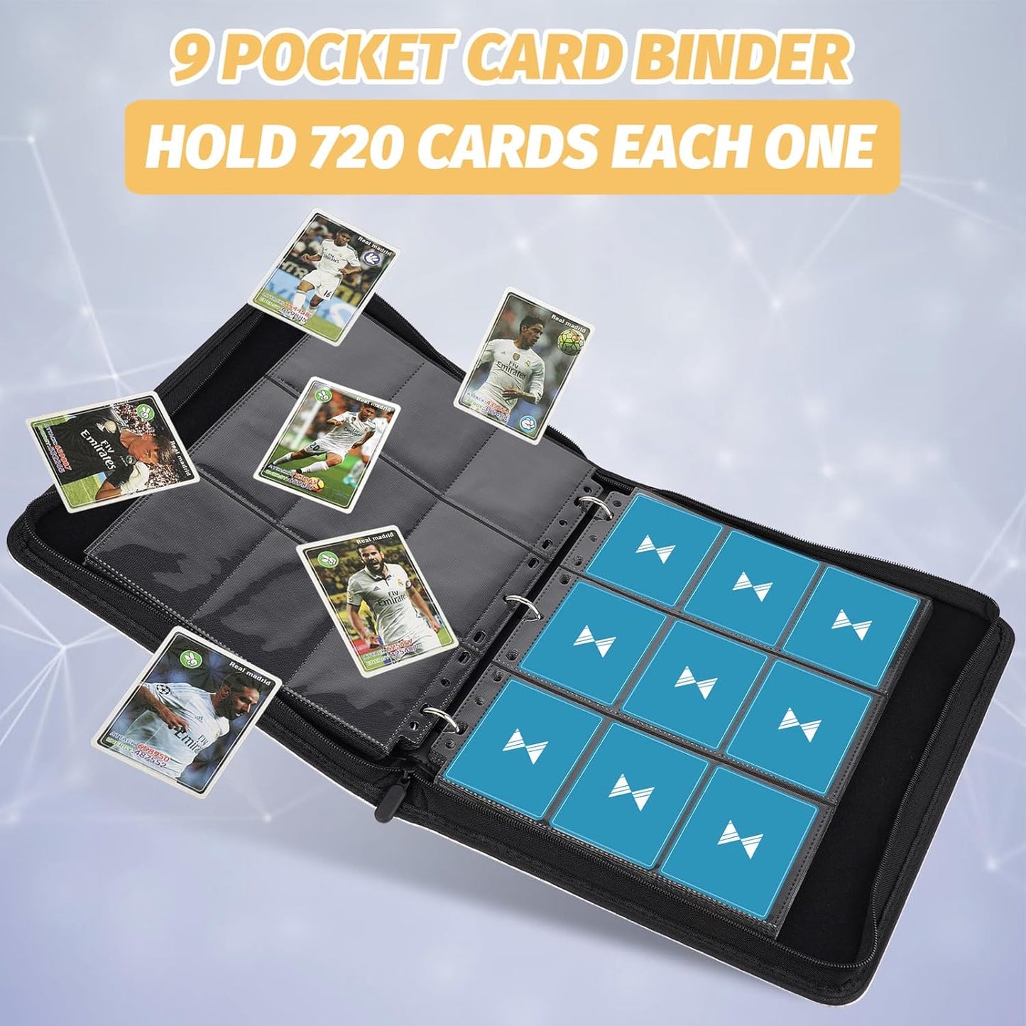 720 Card Binder, Premium Trading Card Binder, 9 Pocket Double Sided Pocket PU Card Collection Binder, Collector Card Album, Card Folder for MTG, TCG, Sports Cards, Game Cards (Red)