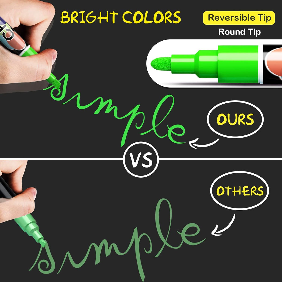 Liquid Chalk Markers Pens - 8 Colors Washable & Wet Erase Neon Chalk Makers for Blackboard, Chalkboard Signs, Glass Window, Graduation Celebration School Kids Art - Erasable Window Markers for Cars