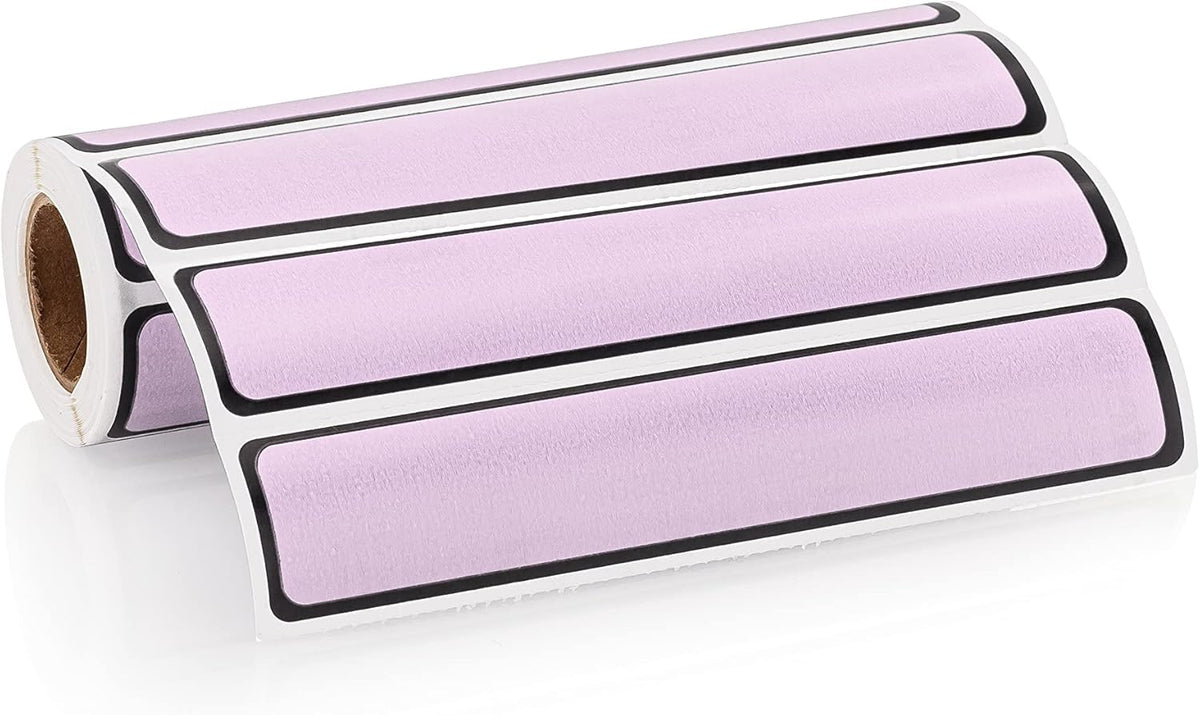 Carstens Adhesive Sticker Labels, 5 3/8” x 1”, Binder Labels for 1” Ring Binder Spines, Lavender, Roll of 200