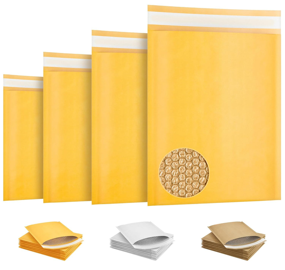 Yellow Kraft Bubble Mailer Envelopes, 9.5 x 13 Inches. 200 Pack Mail Padded Envelopes Self Seal. Waterproof Kraft Bubble Mailers. Tear-Resistant Mailing Envelope Padded. Sturdy Paper Mailer