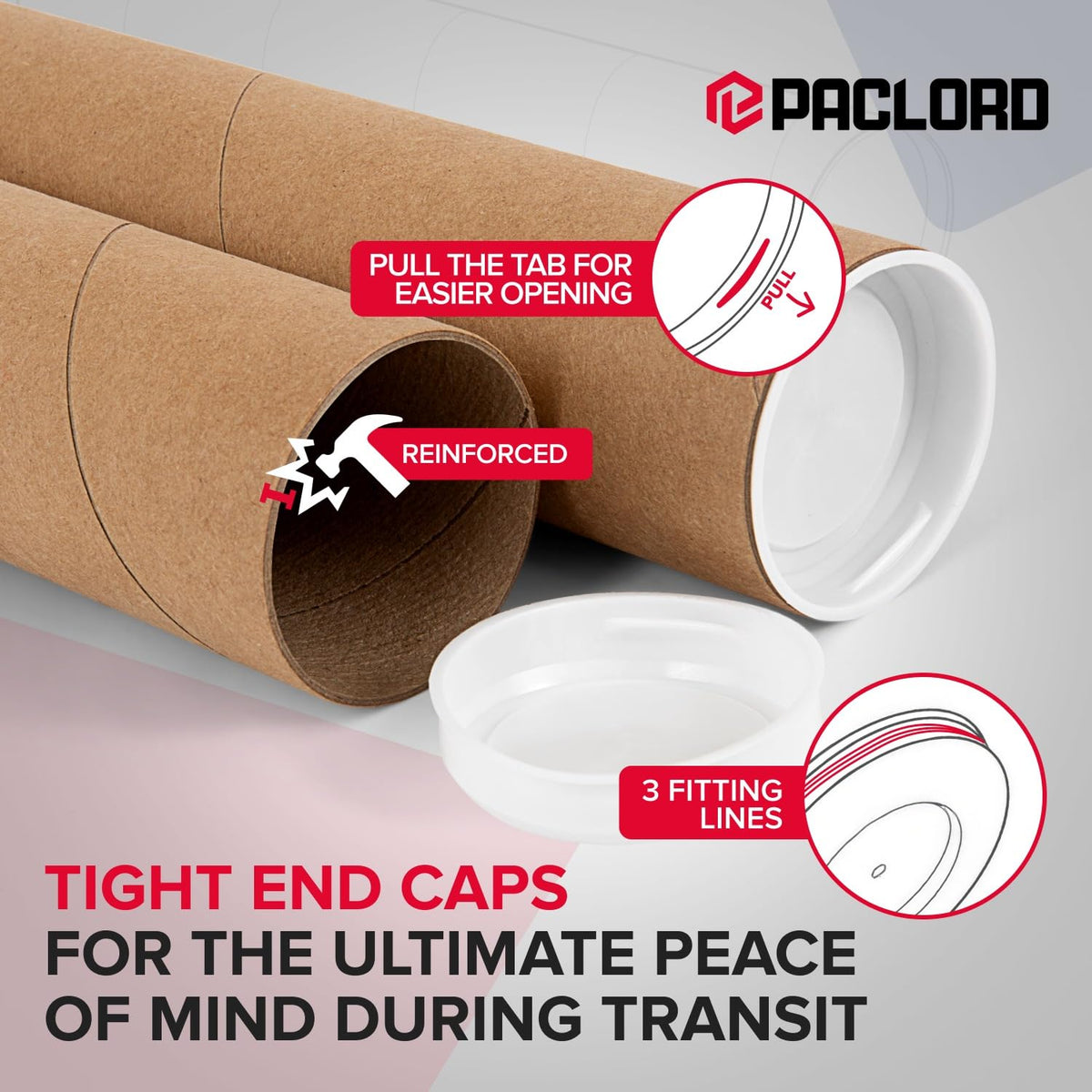 3" x 24" Heavy-Duty Reinforced Cardboard Mailing Tube, Pack of 4 Tubes with 8 Caps – Secure USPS Approved – Great for Shipping and Storing of Prints, Artwork, Posters or Documents