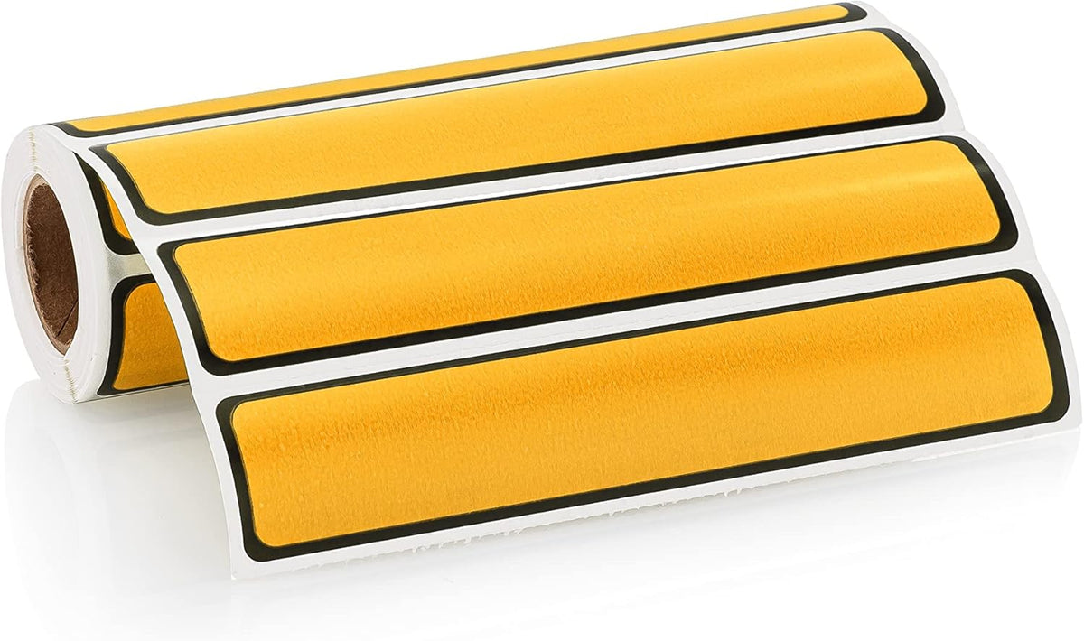 Carstens Adhesive Sticker Labels, 5 3/8” x 1”, Binder Labels for 1” Ring Binder Spines, Goldenrod, Roll of 200