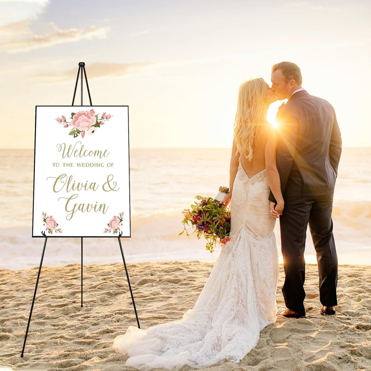 DAJAVE 6 Pack 63 Inch Display Easel Stand, Folding Easels for Display, Portable Tripod Display Easel, Black Adjustable Metal Easel for Wedding Sign, Posters, Painting