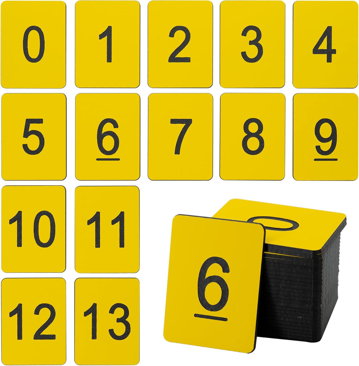 StayMax Rectangle Plastic Numbered Tags Number Disc Number Token (0-50, Yellow)
