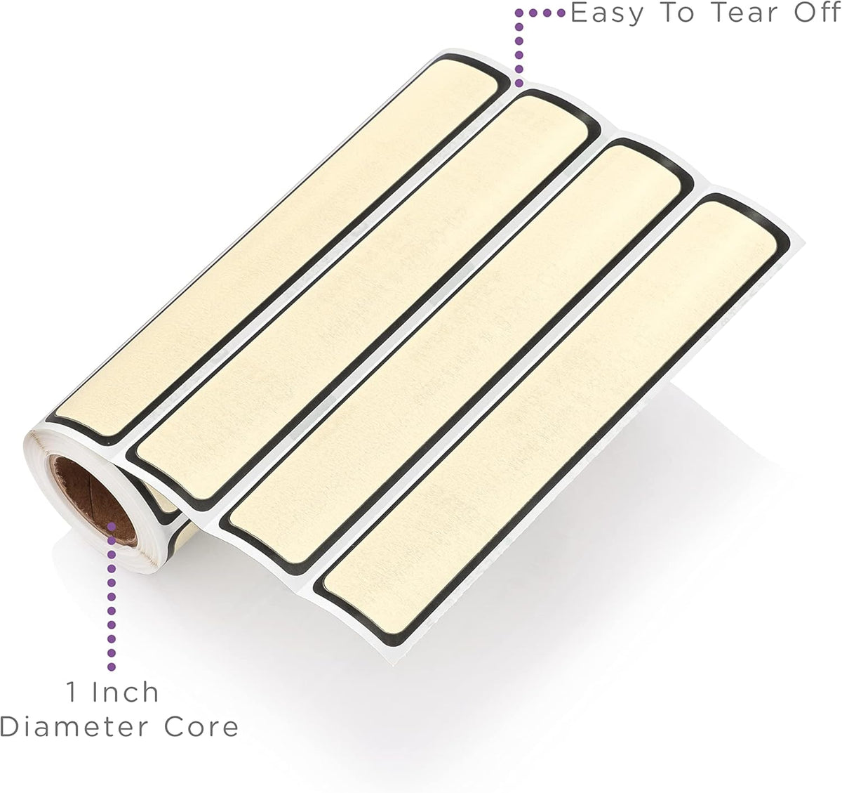 Carstens Adhesive Sticker Labels, 5 3/8” x 1”, Binder Labels for 1” Ring Binder Spines, Tan, Roll of 200