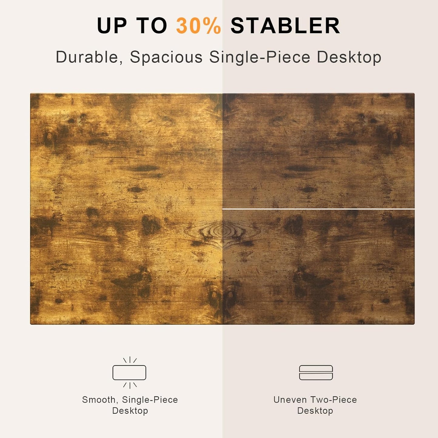 40x24 Inches Whole Piece Electric Standing Desk, Seamless One Piece Height Adjustable Sit to Stand up Desk for Home Office, Ergonomic Computer Workstation, Rustic Brown