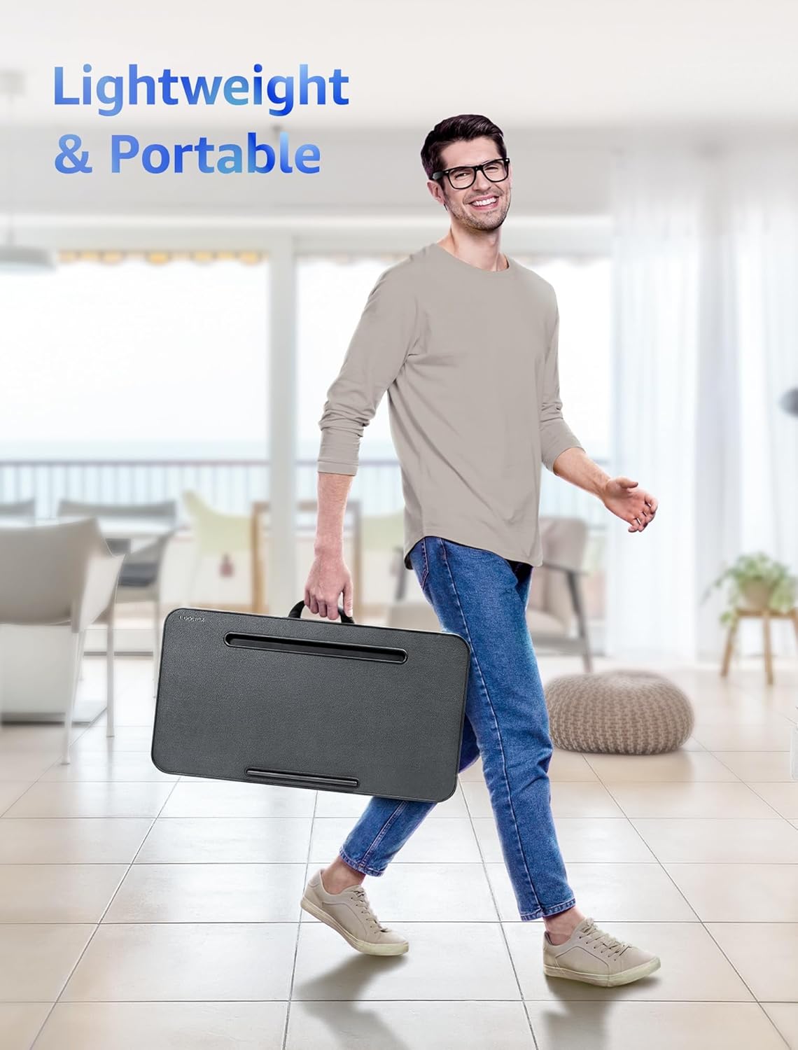 Lap Desk - Portable Laptop Stand & Desk, Fits Up to 17.3 in, Washable Cushion, Built-in Phone Holder & Mouse Pad - Gaming, Eating, Writing, Working on Bed, Couch,Floor - L.DOCTOR(Large, Crown Skull)