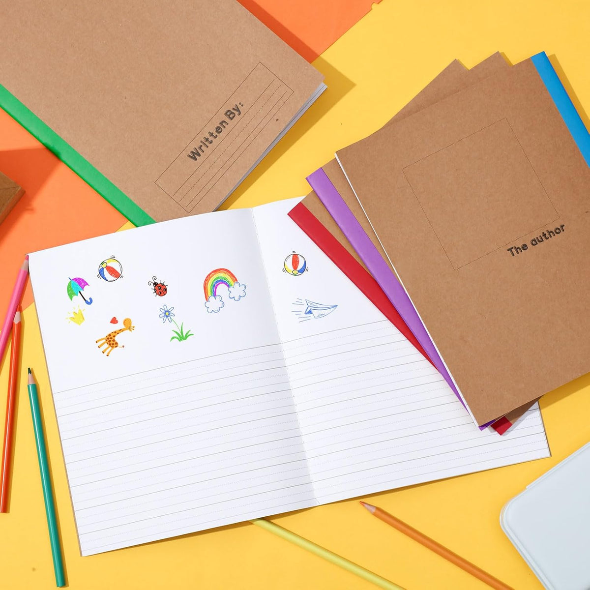 Henoyso 20 Pcs Primary Composition Notebook 9 3/4 x 7 1/2 Inch Kids Journal, Back to School Supplies, K-2 Primary Writing Notebook for Kids Student Draw and Write Story Journal (Fresh Color)