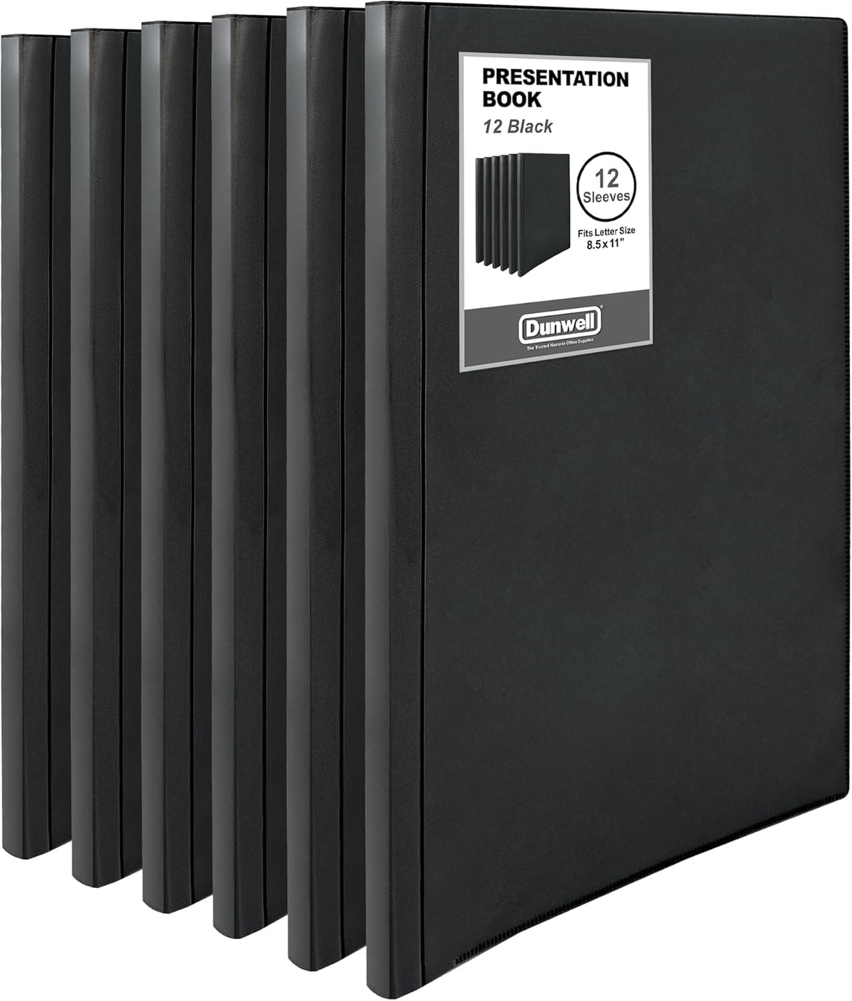 Dunwell Presentation Binder 12-Pocket, Displays 24 Pages, 8.5x11 Portfolio Binder with Plastic Sleeves, Storage and Organizer for Documents, Certificates, Projects, Photos (12 Pack, Black)