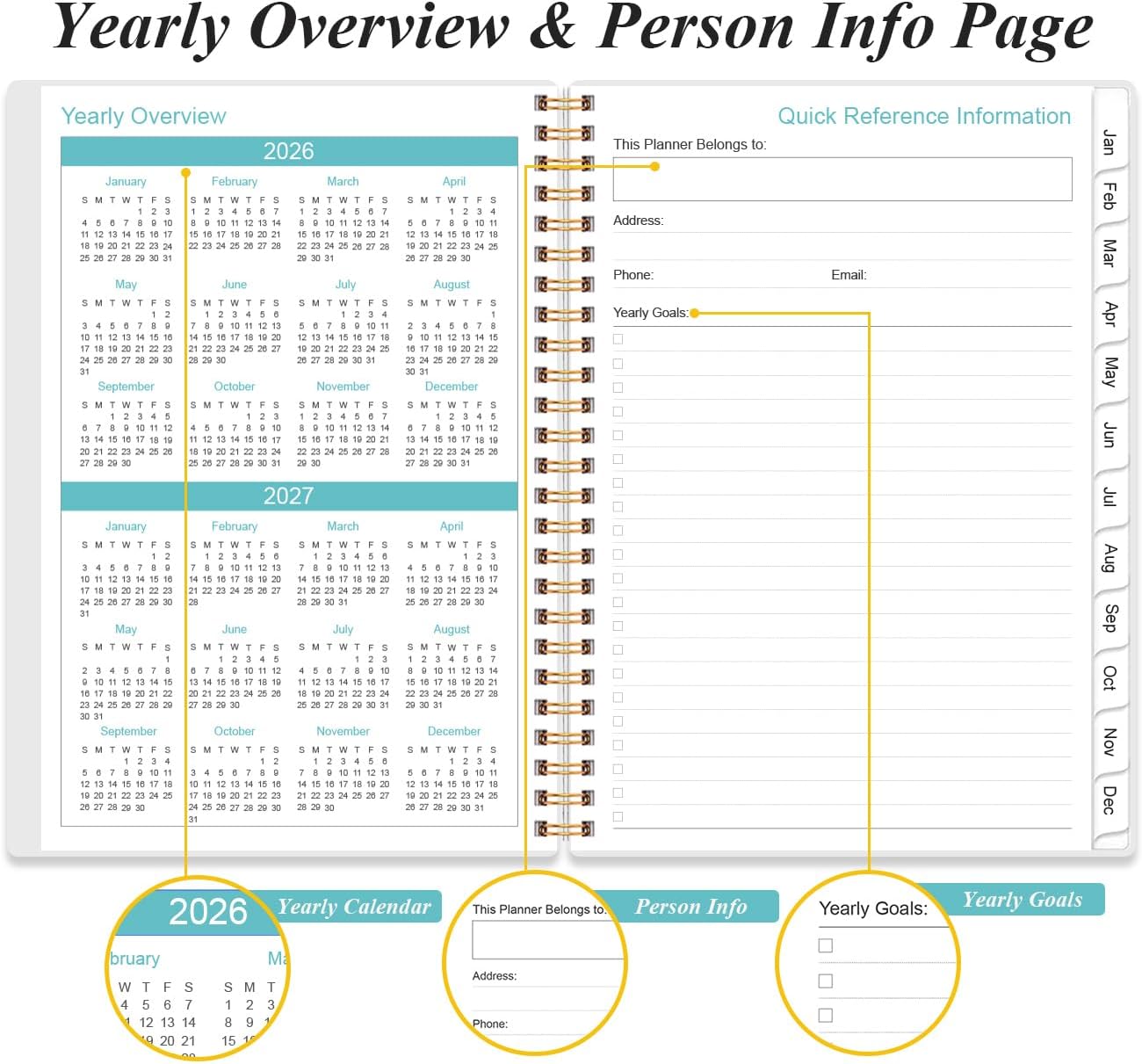 2026 Daily & Monthly Planner - One Page Per Day, Daily Planner 2026 from January 2026 to December 2026, Planner 2026 with 12 Monthly Tabs, 6.4" x 8.5", Flower-A